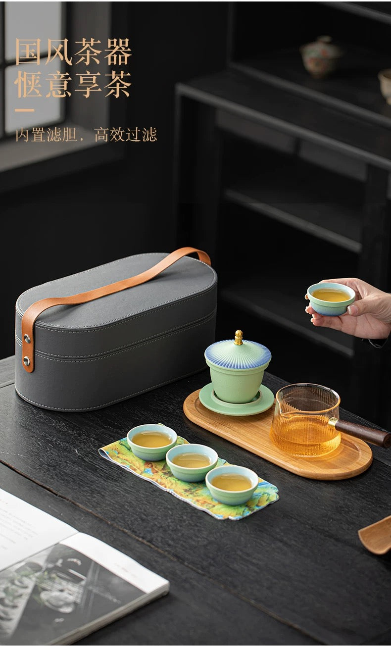 Forbidden City Cultural Creative Tiantan Chinese Tea Gift Travel Tea Set - Essential for Outdoor Camping and Tea Brewing